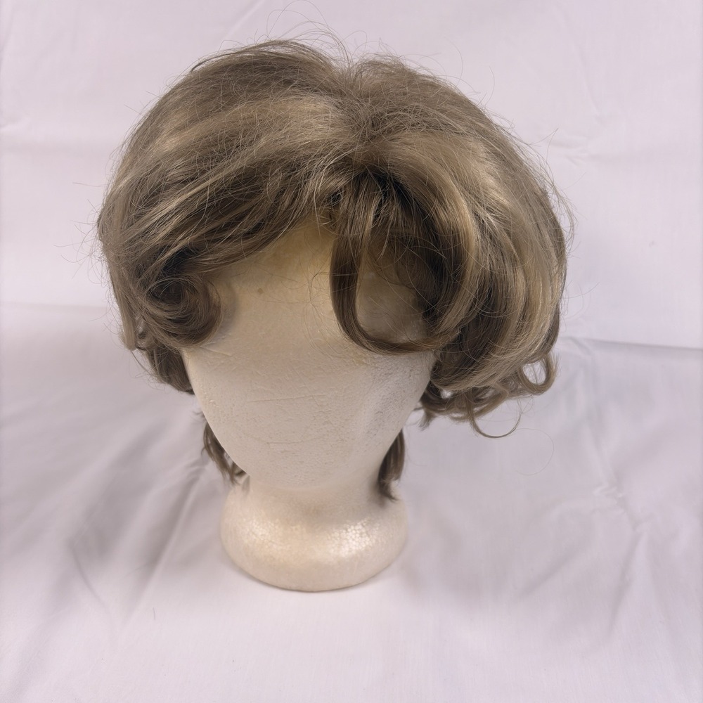 Vintage Jerome Alexander Wig 1970s Short Curly Blonde Brown Synthetic Made Korea